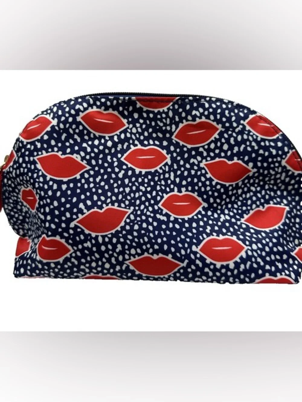 Avon Navy Lip Print Cosmetic Pouch - Red Lips